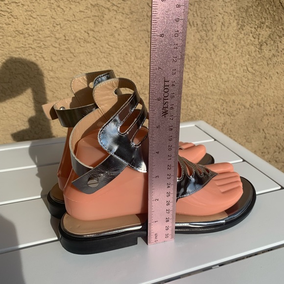 Perla Formentini gladiator metallic silver leather sandals 7.5 (European 38) - Picture 5 of 15